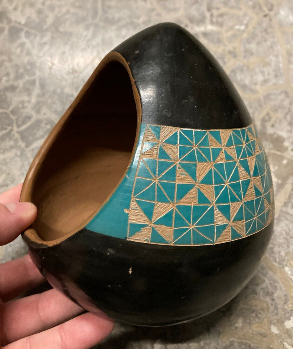 Mexican Southwestern Leopoldo Potosme Handmade Pottery Clay Tea Candle Holder